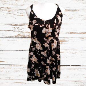 SWS Streetwear Society sleeveless black flower pattern mini dress Large